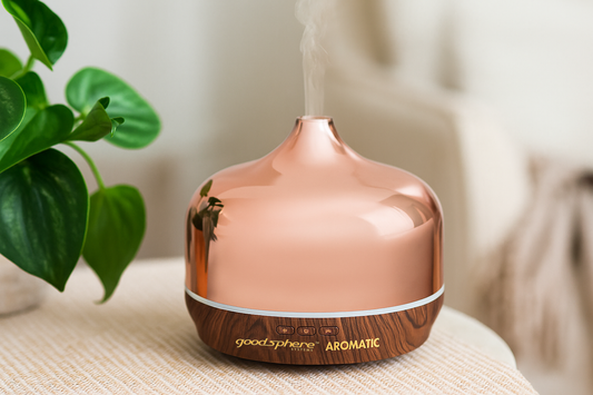Goodsphere Aromatic - 3‑in‑1 - Aroma Diffuser + Ultrasonic Humidifier + Spectrum LED Light – Rose Gold