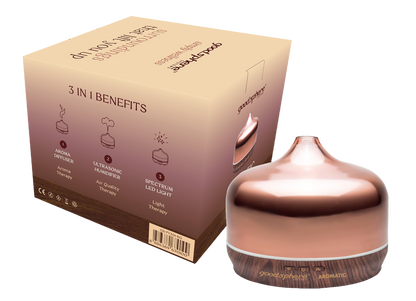 Goodsphere Aromatic - 3‑in‑1 - Aroma Diffuser + Ultrasonic Humidifier + Spectrum LED Light – Rose Gold