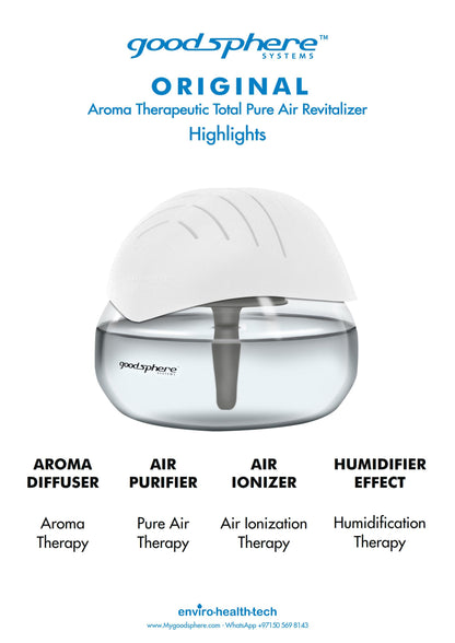 Goodsphere Original - Air Purifier + Aroma Diffuser + Ionizer + Humidifier Effect – Cool Grey
